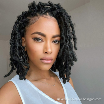 Butterfly locs 16inch  Distressed Butterfly Locs Crochet Hair Butterfly Bob Faux Locs Crochet Braids Hair Black Messy Soft